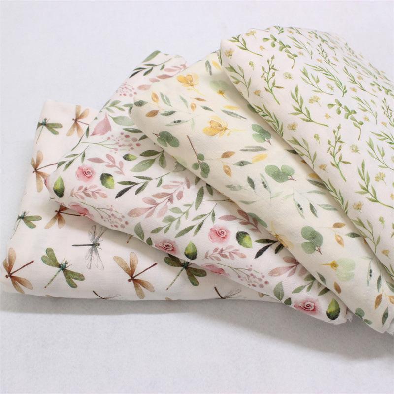 150X100cm Double Layer Gauze Fragmented Flowers Printing 70% Eco-Friendly Bamboo Fiber 30% Cotton Knitted Baby Fabric DIY Cloth