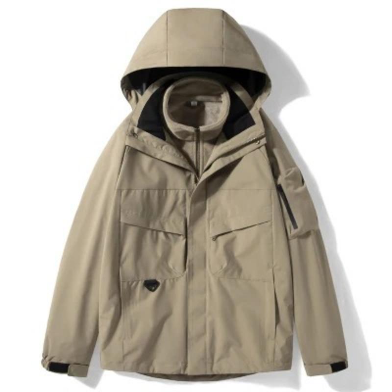 Jacket Men's New Three-in-one Detachable Velvet Thickened Windproof and Waterproof Outdoor Work Jacket