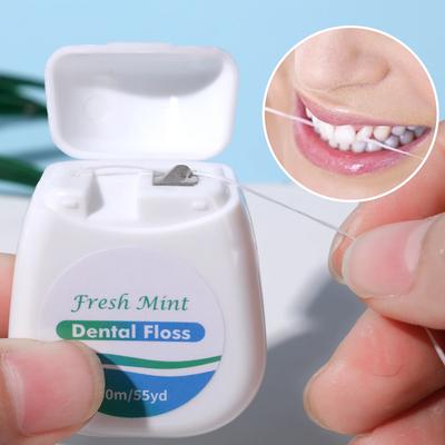 Fio Dental Portátil Tipo Puxar 50m Menta Dentes Frescos Ultra Fino Alta Tensão Limpeza Eficiente dos Dentes Fio Dental Design Conveniente de Puxar
