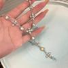 Tide cool colorful laser crystal cross Y word choker necklace female hottie niche personality collarbone chain accessories