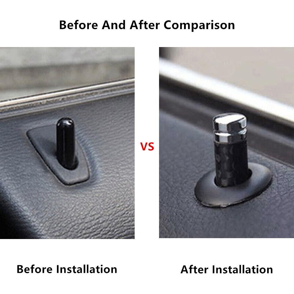 New 4Pcs Carbon Fiber Style Auto Interior Door Lock Pins Knobs For BMW Mercedes-Benz