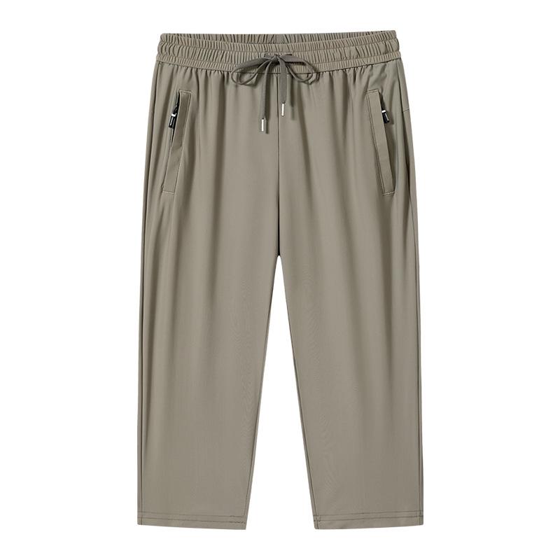 Unisex Quick-Dry Elastic Capris - Plus Size, Ice Silk, Loose Fit for Outdoor and Running