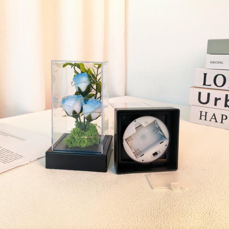 Square immortal rose ornament creative Valentine's Day Mother's Day gift luminous night light ornament