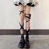 Black Over-the-Knee Lace Socks with Tie-Up Straps