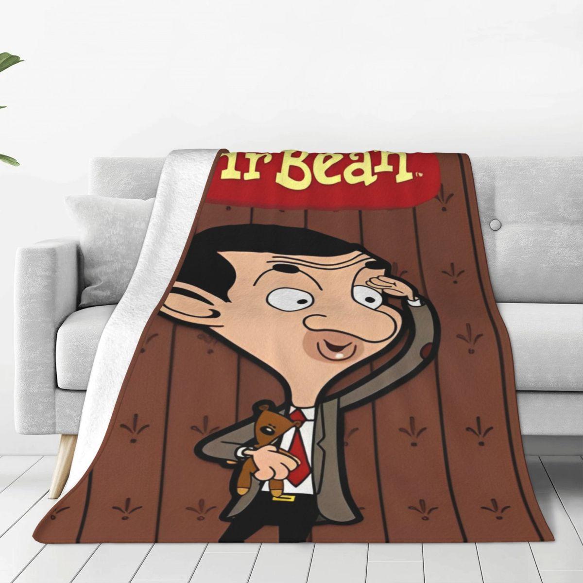 Jessica Chen Unisex Coral Y2k Mr. Bean Cartoon Blanket Lightweight Thin Fleece Plush Cozy Throw Blanket Machine Washable
