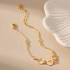 Minimalist Thin Chain Glass Diamond Metal Round Piece 18k Gold Plated Bracelet For Women