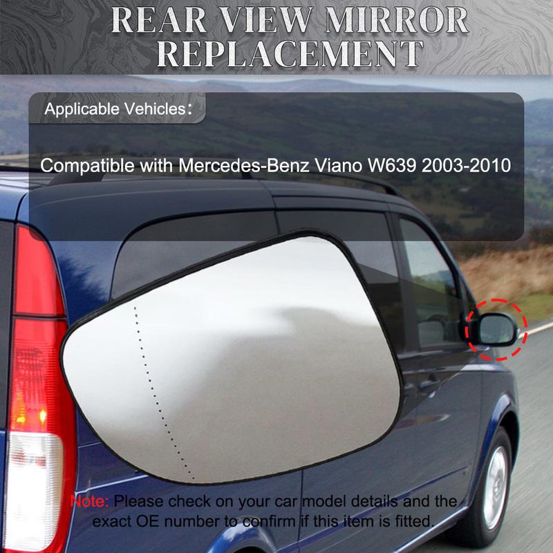Heated Side Mirror Glass Door Wing Rearview Mirror for Mercedes-Benz Viano W639 2003 2004 2005 2006 2007 2008-2010 A0008100919
