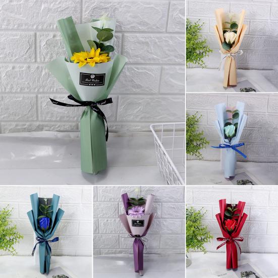 Yousheng Artificial Sunflower Bouquet Mini Scented Soap Flower Bouquet with Eucalyptus Leaves Gift for Birthday Valentine's Day Mother's