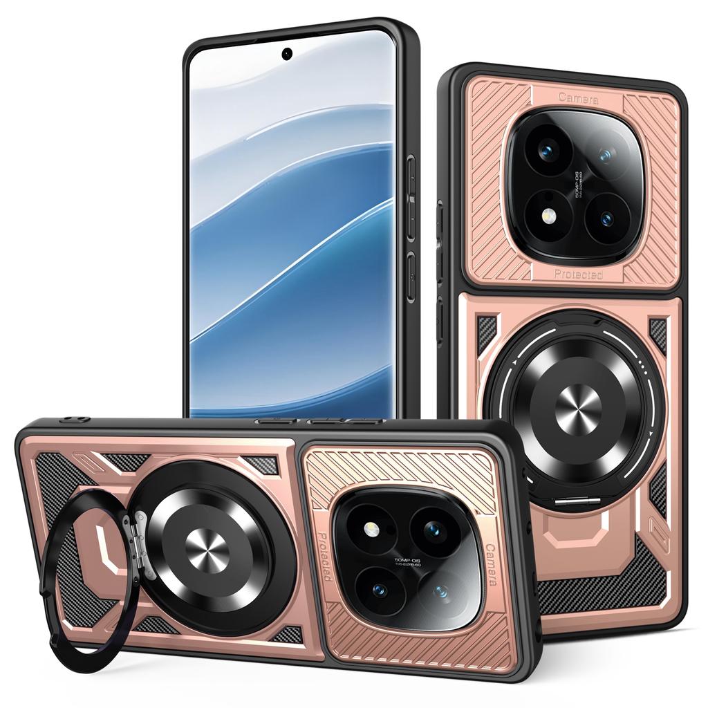 For Xiaomi Redmi Note 14 Pro 4G Magnetic Case Rotating Kickstand TPU+PC Phone Cover