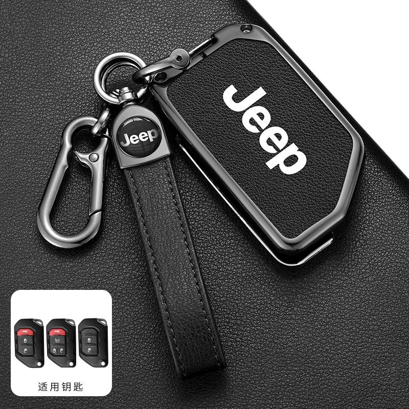 For Jeep Zinc Alloy Leather Car Flip Remote Key Case Cover For Jeep Gladiator Wrangler JT Sahara JLU JL Rubicon 2018 2019 Acc