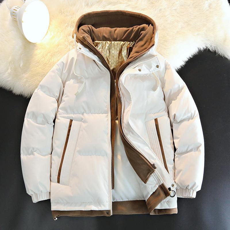 

High-quality Hooded Fake Two-piece Cotton-padded Clothes, New Autumn and Winter Outdoor Warm Cotton-padded Clothes, Men s Jackets S слоновая кость