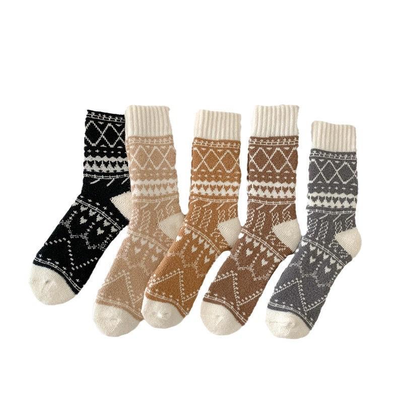 Yuanrunjia Men's Extra Thick Fleece-Lined Winter Socks, Mid-Calf Plush Cashmere Terry Design