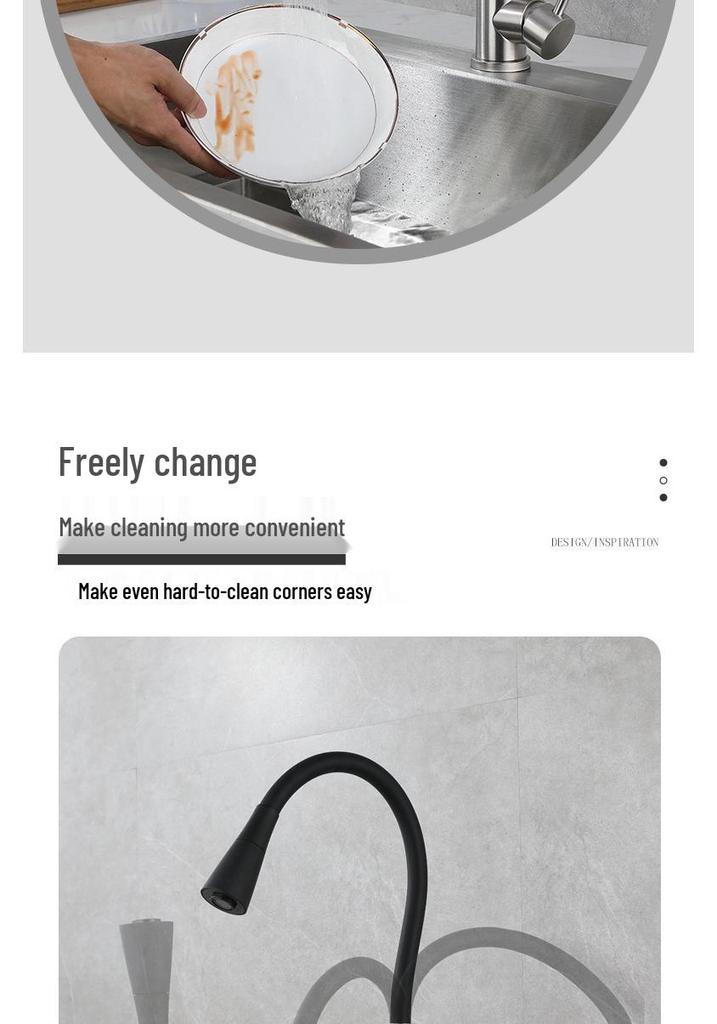 Hot Selling Kitchen Faucet: Silicone Flexible Hose, 360° Rotating Stainless Steel, Cold and Hot Water