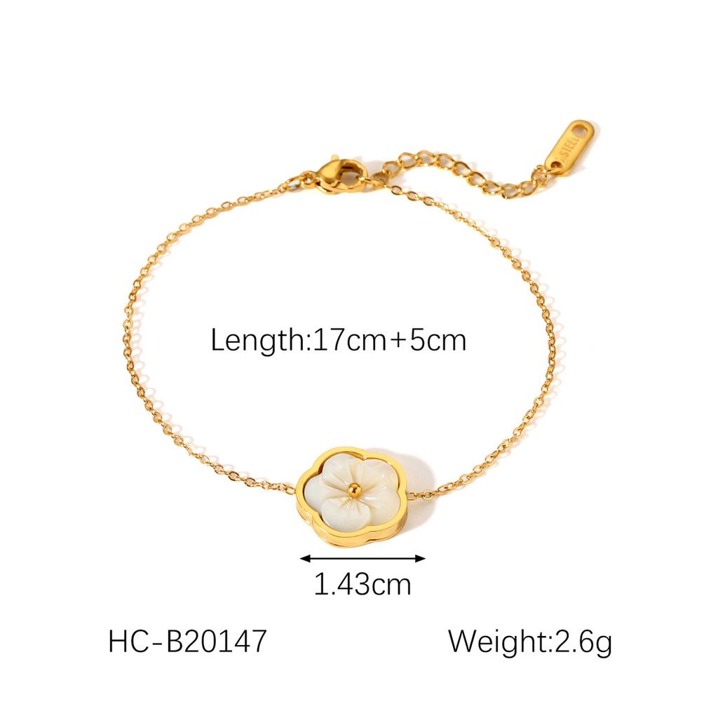 Light Luxury High-end Zircon Flower Earrings with Mother-of-Pearl Petal Pendant, Women's Necklace and Bracelet Set
