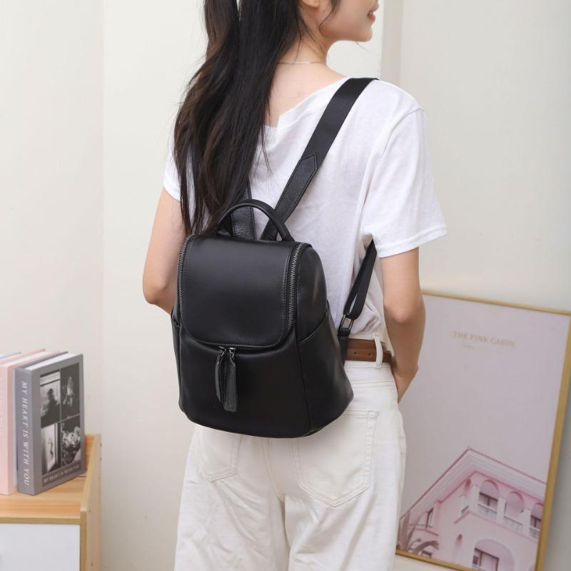 Mochila de Cuero Genuino Bolso de Mujer Bolsa de Viaje Mochila Escolar Estudiantil Moderna Gran Capacidad