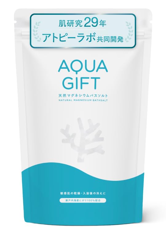 

AQUA GIFT Moisturizing Bath Salts, Co-Developed with Atopic Dermatitis Lab, Made in Japan, Magnesium Bath Cosmetics, Includes Measuring Spoon