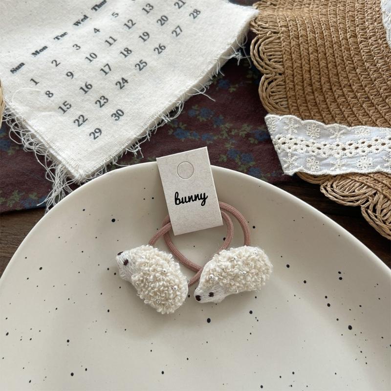 Hedgehog Shaped Hair Clip And Hair Ties For Girls Soft Fabric Hair Accessories Safe For Kids Gentle On Hair