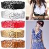Women Hollow Out Belts Wide Buckle Cinch Waist Belt Dress Faux Leather Waistband