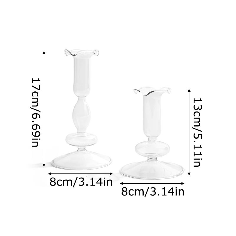 2 st/set Ljusstake Elegant Transparent För Avsmalnande Ljus Vågig Flaskmynning Hem Friterade Blomvaser Bröllop 3 Färger