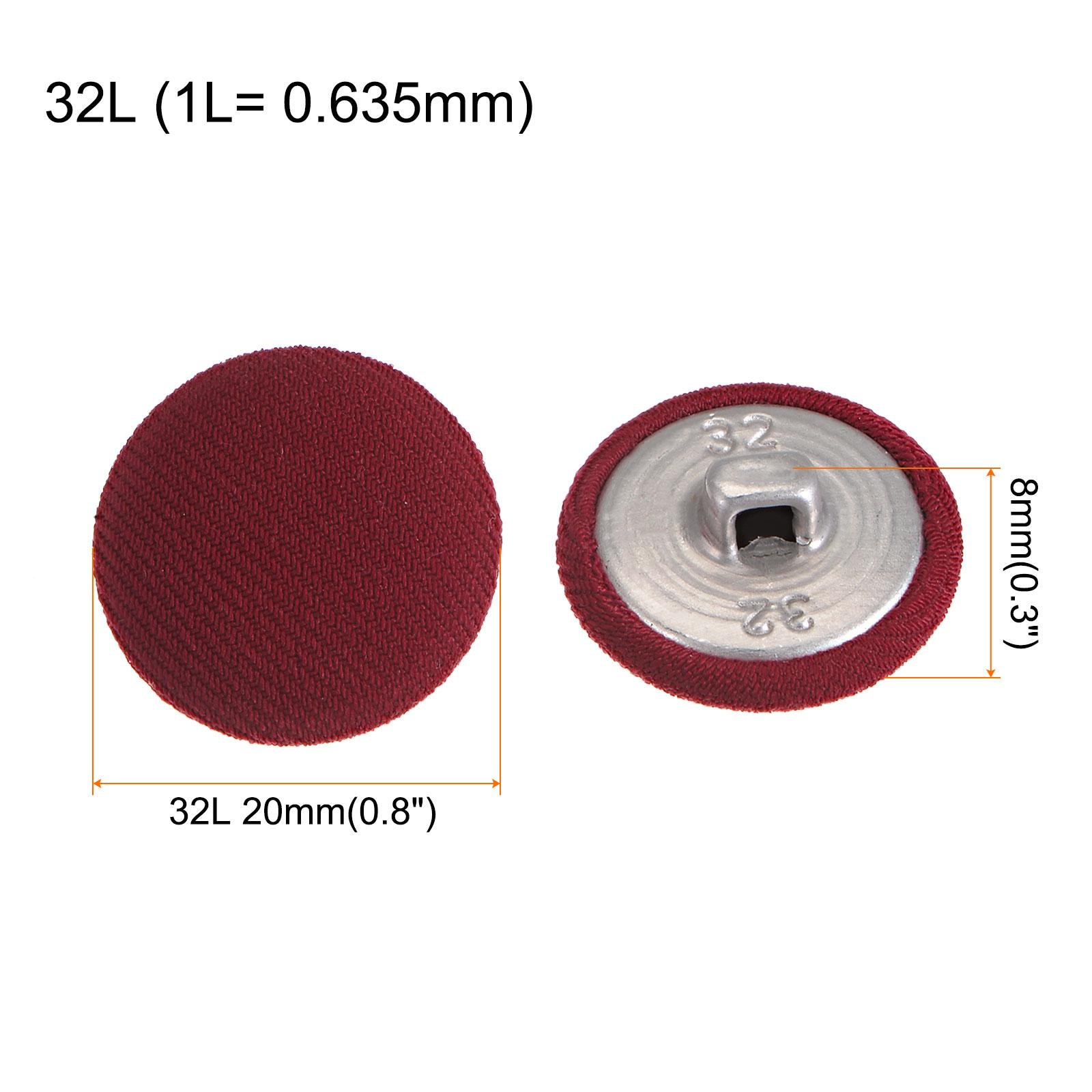 

10pcs Fabric Cloth Covered Button 20mm Metal Round Sewing Buttons, Red/ Caramel/ Pink