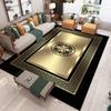 Luxury Black  Gold Medallion Rug Geometric Border NonSlip Easy Clean Elegant Decor Carpet for Living Room Dining  Formal Space
