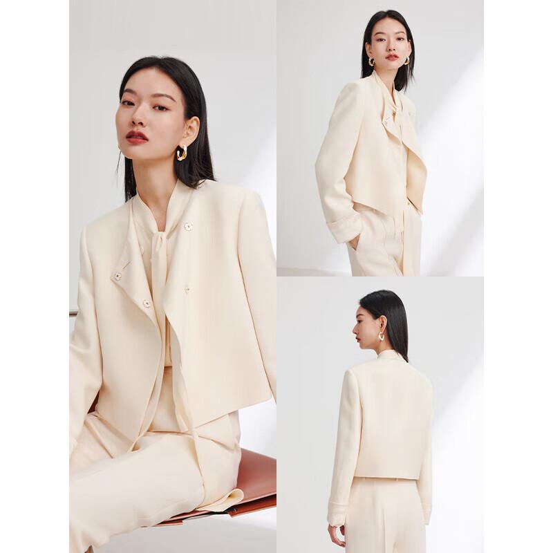 

EP YAYING Женский твидовый укороченный жакет из смесовой ткани шелка и шерсти M 3