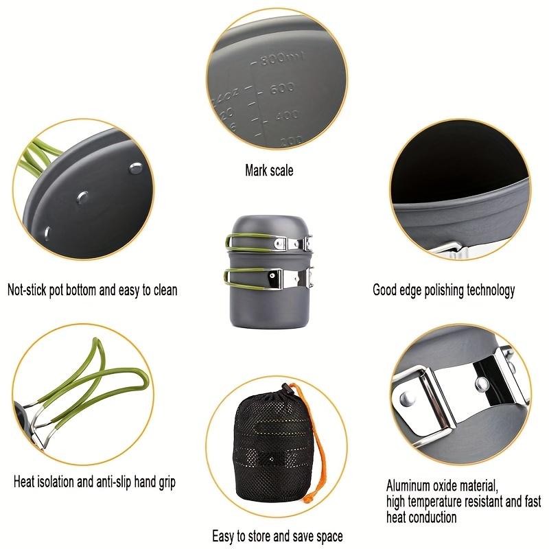 Pardarsey Camping cookware set is suitable for1-2Compact pots and cookware sets, fork and spoon sets are suitable for backpacking, hiking, picnics,