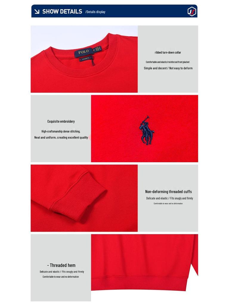 Unisex Casual Thin Spring/Autumn Round Neck Long Sleeve Hoodie with Small Horse Logo