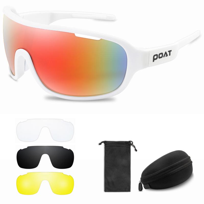 POAT Outdoor Sports Men Women Sunglasses Extra Lens Cycling Eyewear Fashion Bike Bicycle Mtb Goggles with Case UV400