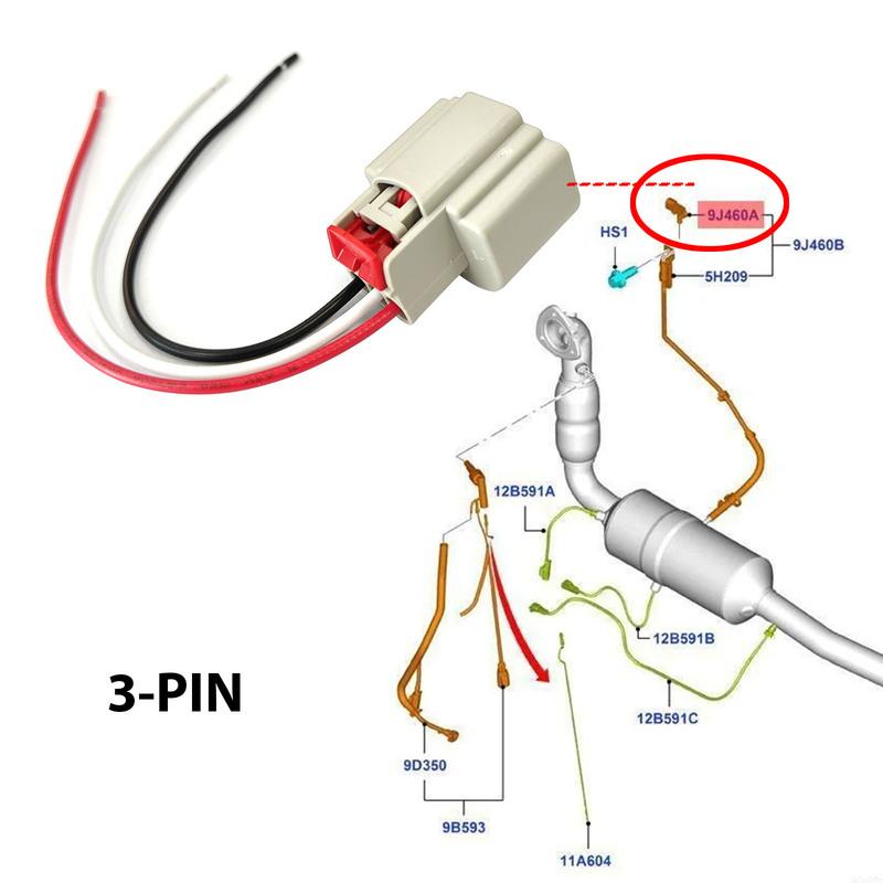 2pc For Ford Ranger T6 2.2 3.2 TDCi 2011-2025 DPF Exhaust Gas Pressure Sensor 3Pin Plug Connector Harness Wiring
