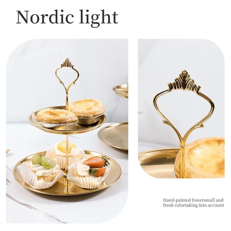 2/3 Layer Stainless Steel Cake Stand Fruit Cake Tray Restaurant Detachable Snack Candy Plate Wedding Party Dessert Display Stand
