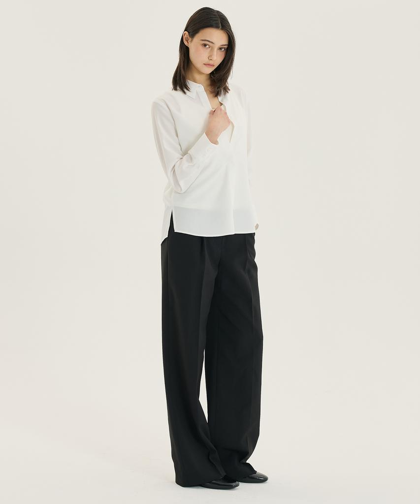 MIND BRIDGE WOMEN [W] Single-Pleat Wide Elastic Waist Slacks - 3 Colors