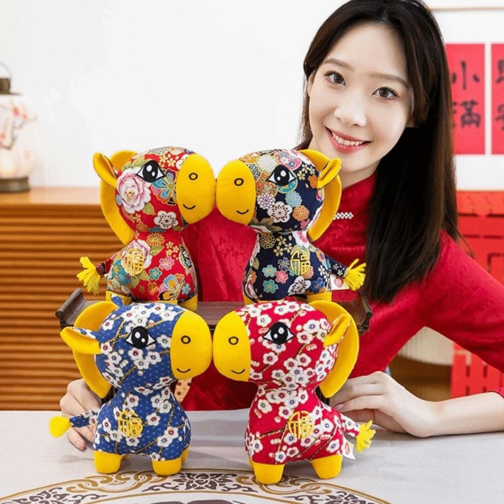 Chinese Style Plush Horse Stuffed Animal Toy PP Cotton Chinese Horse Plush Doll Festive Decor
