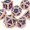 7 Pcs Yellow Blue Flower Metal Dice Solid Metal Polyhedral Dice Set Suitable for Role-Playing RPG  Board Game  Role-Playing RPG