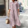 Women's Fashionable And Elegant Autmn And Winter Button Lapel Three-quarter Sleeve Three-dimensional Printed Dress