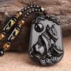 Fashion Chinese Style Zodiac Obsidian Carving Animal Horse Pendant Charm Men and Women Couple Amulet Necklace