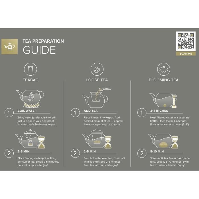 Set de Thé - Teabloom - Théière en Verre 1,2 L - 4 Tasses Isolées - Infuseur en Verre - Chauffe-thé