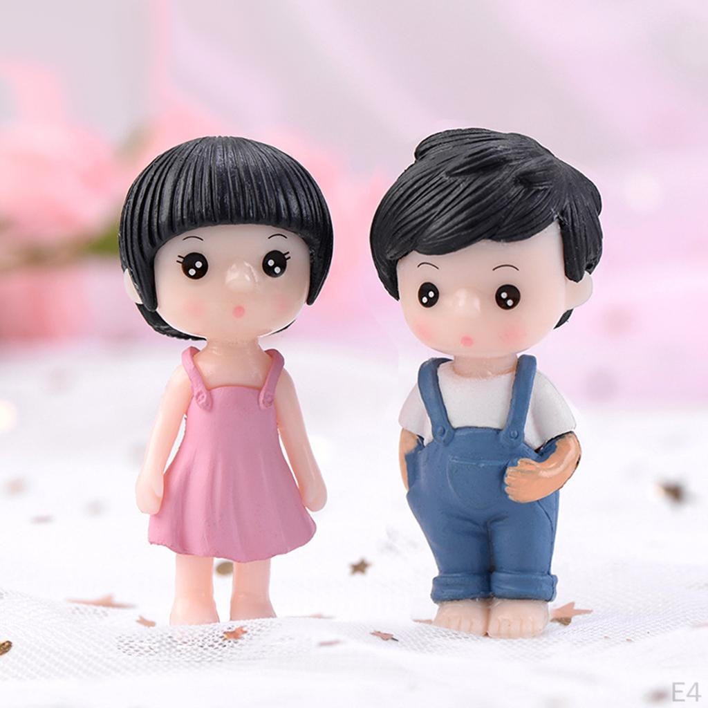 1 Pair Adorable Lovers Couples Ornament Micro Dollhouse Decor