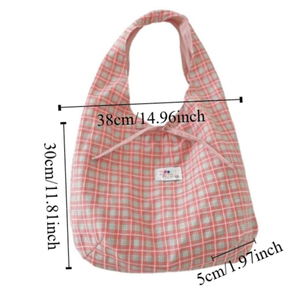 Sweet Double Sided Vest Bag Cloth Canvas Tote Bag Casual Lattice Shoulder Bag  Women