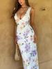 Summer Floral Maxi Dress with Spaghetti Straps - Elegant Flower Print