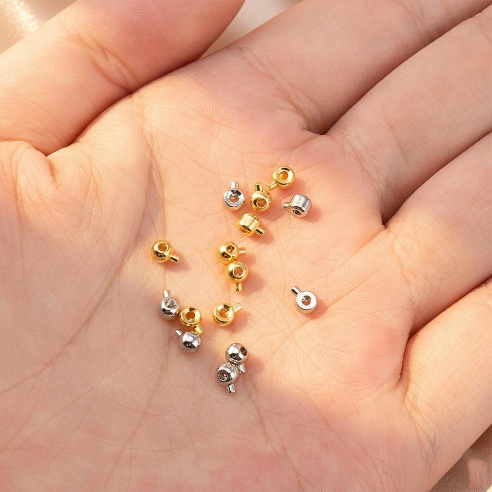 10/20pcs 18K Gold Plated Brass Crimp End Bead DIY Bracelet Stopper Bead Closures End Clip Snap Clasps Jewelry Making Accessories