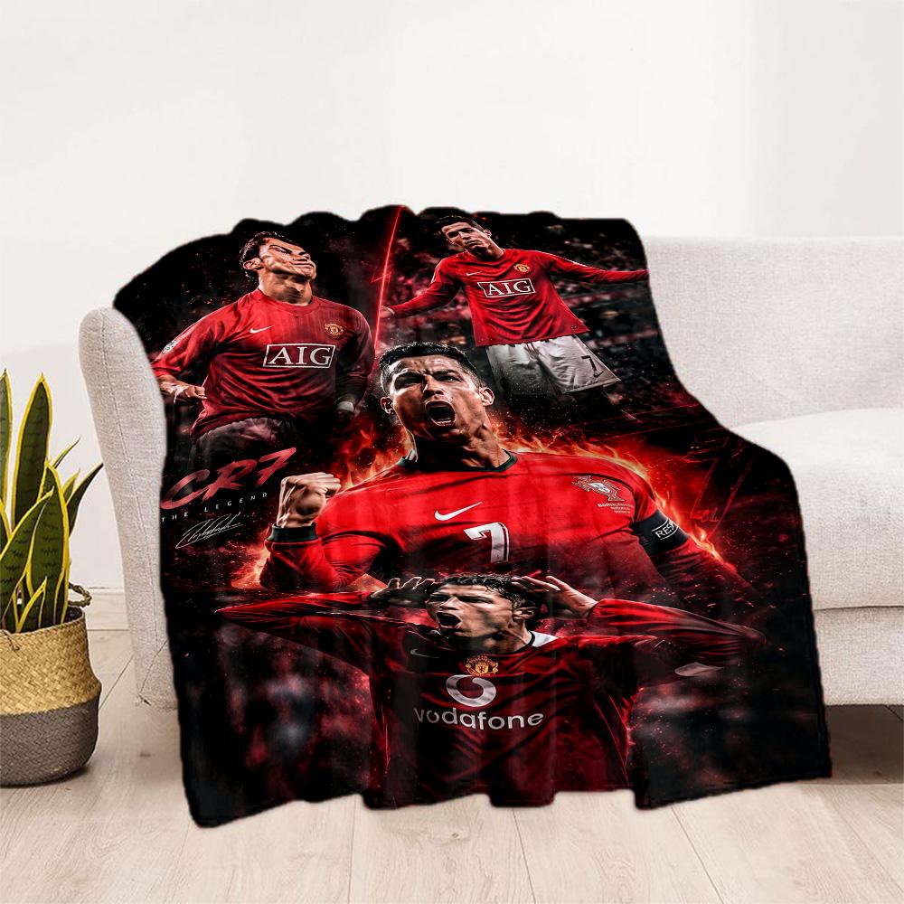 Ronaldo's Skillful Kick Blanket Ultra-Soft Perfect for Livingroom Office Sofa All-Season Use Playful Design Suitable for Gifting Relatives and Friends