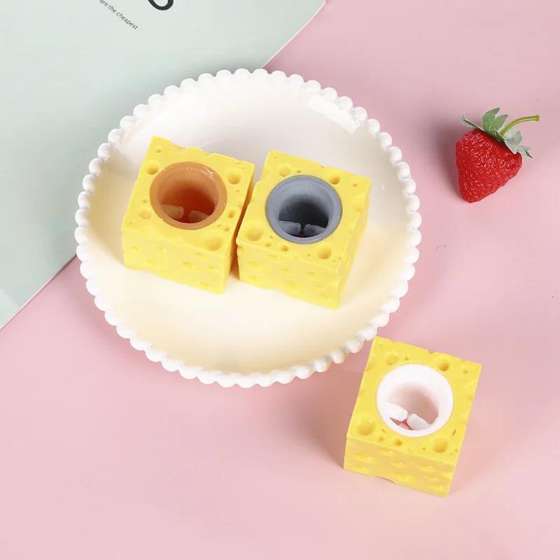 Funy Pop Up Funny Mouse And Cheese Block Squeeze Anti Stress Toy Hide And Seek Figures Stress Relief Fidget Toys For Kids Adult