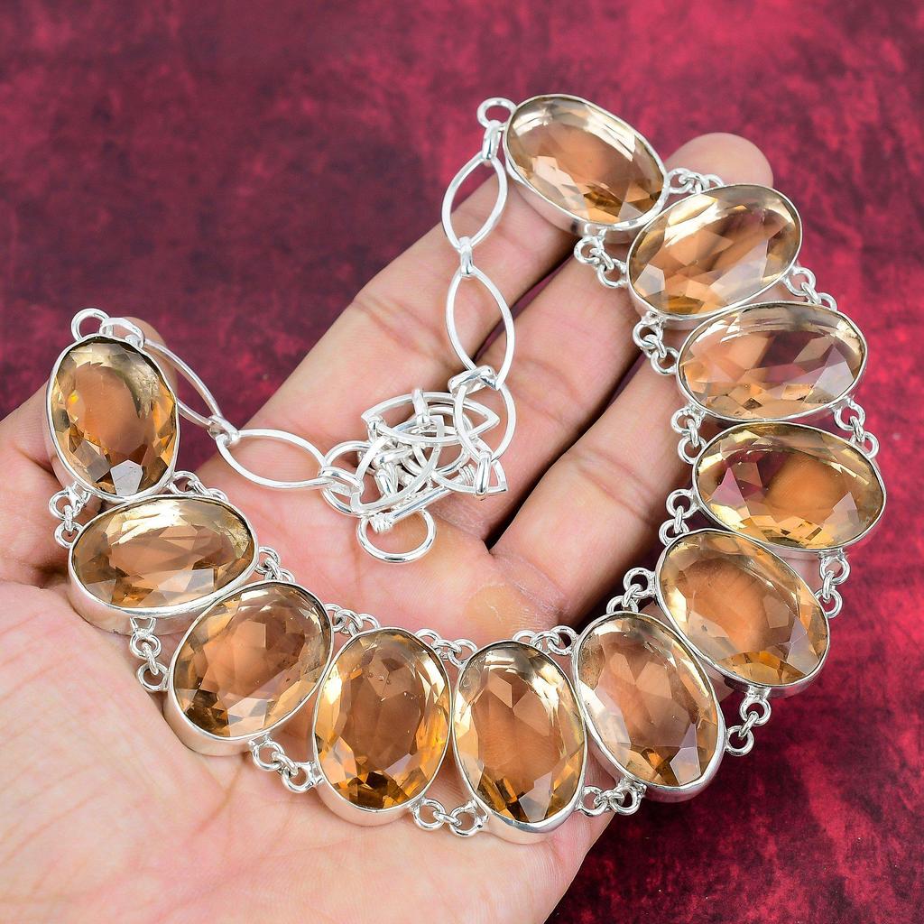 Faceted Morganite 925 Solid Sterling Silver Necklace with Adjustable Chain, Handmade Gemstone Jewelry Necklace, For Memorial Day