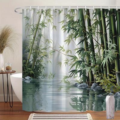 Waterproof Shower Curtain with Serene Bamboo Forest Design Bringing Nature's Calmness To Your Bathroom Space