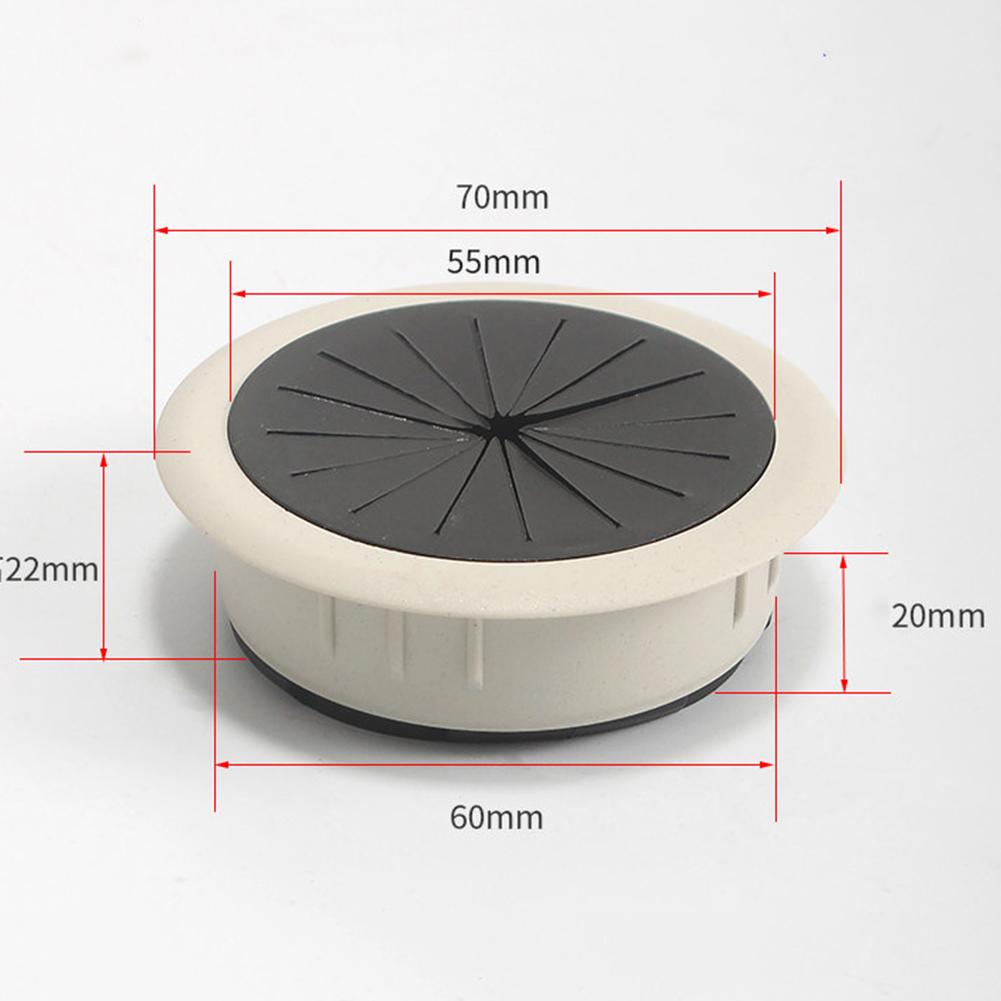 60MM Desk Cord Grommet Wire Hole Cover Line Outlet Port Threading Box Cover Cable Passing Box Office Table Cable Organizer
