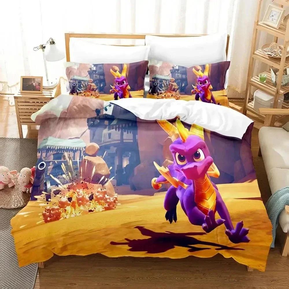 Spyro Reignited Triology Bettwäscheset für Erwachsene Jungen Bettbezug Bettset Einzelbett Twin Full Queen Bettwäscheset Weich und bequem