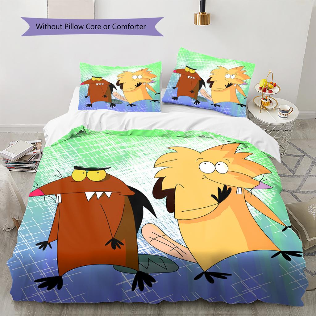 Angry Beavers  Pattern Bedding Quilt Set  Home Decoration  Gift (1 * Duvet Cover + 2 * Pillowcase  Without Core)