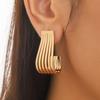 Retro Metal Bend Dangle Earrings for Women Simple Hollow Out Geometry Personality Drop Earrings Punk Party Zircon Golden Color