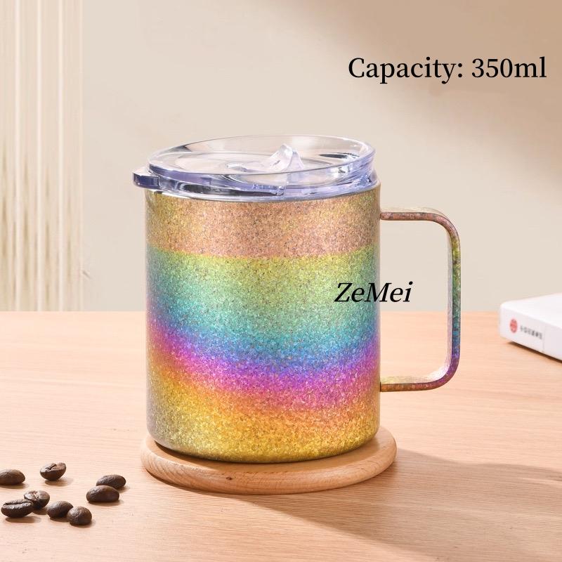 

Pure Titanium Double-Wall Coffee Cup,With lid 350 ml Wide-Mouth Beer Mug,Cold Drink Tumbler Portable Outdoor Camping Travel Mug 350ml